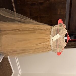 Elegant Cream and Tan Kids Formal Dress